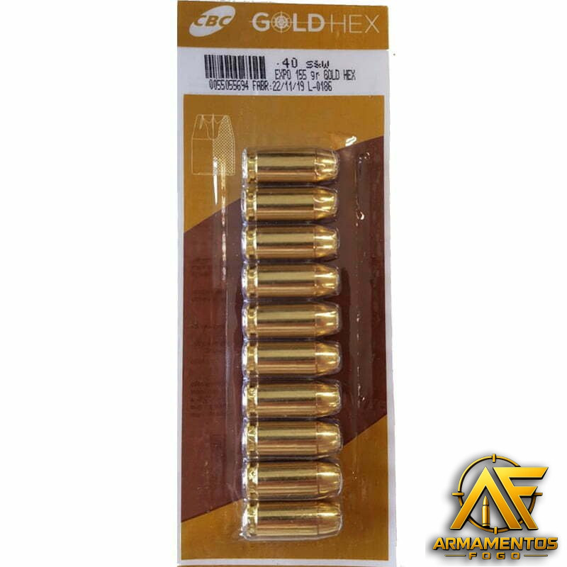 Munição CBC 40 SW EXPO 155GR GOLD HEX Munição CBC 40 SW EXPO 155GR GOLD HEX - Imagem 1